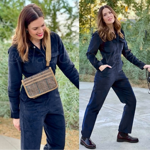 RIVET UTILITY Bigwig Corduroy Jumpsuit in Navy Blue - Picture 4 of 14